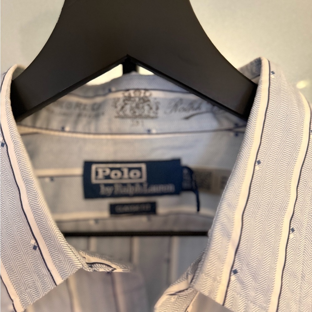 NWT Polo Ralph Lauren Men's XL Blue White Stripe Button-Down Shirt - Picture 2 of 3